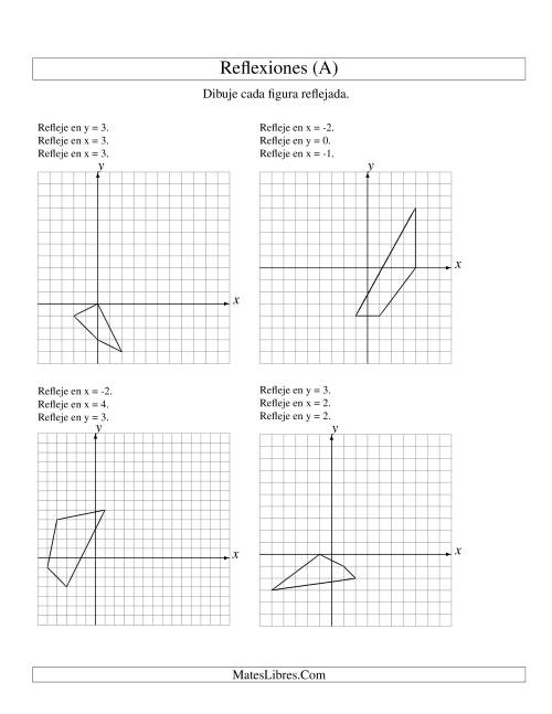 La hoja de ejercicios de Reflexión en Tres Pasos de 4 Vértices Sobre Varios Ejes (A)