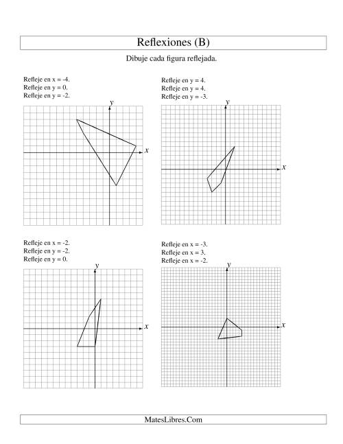 La hoja de ejercicios de Reflexión en Tres Pasos de 4 Vértices Sobre Varios Ejes (B)