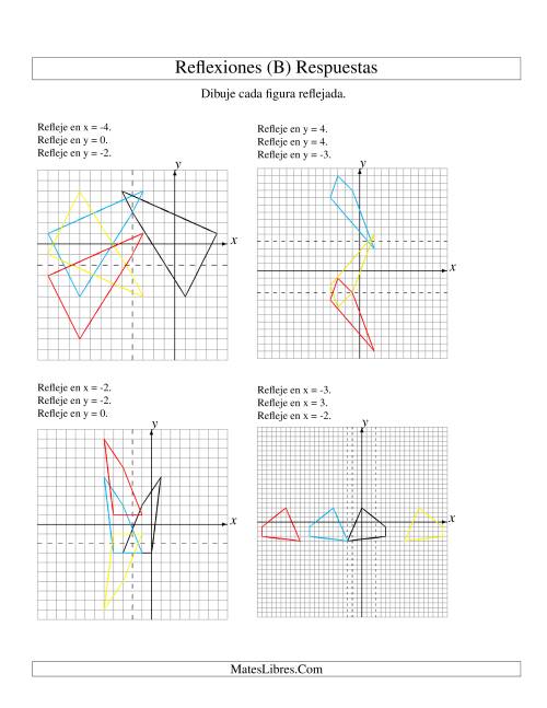La hoja de ejercicios de Reflexión en Tres Pasos de 4 Vértices Sobre Varios Ejes (B) Página 2