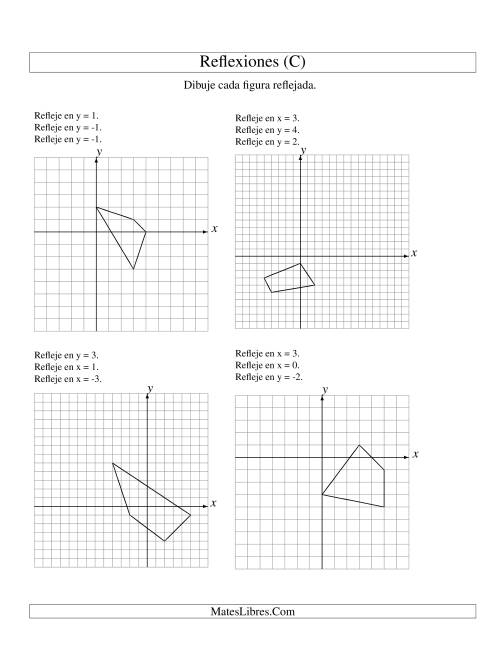 La hoja de ejercicios de Reflexión en Tres Pasos de 4 Vértices Sobre Varios Ejes (C)