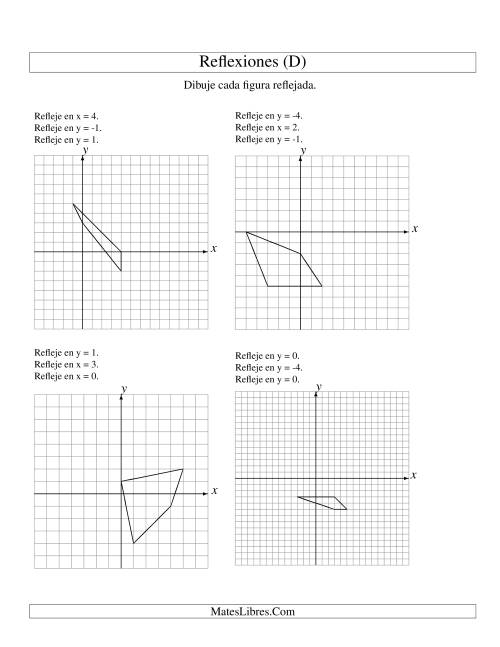La hoja de ejercicios de Reflexión en Tres Pasos de 4 Vértices Sobre Varios Ejes (D)