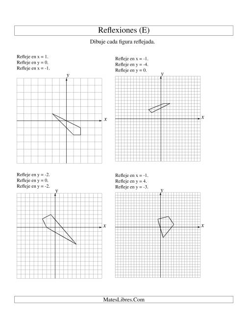 La hoja de ejercicios de Reflexión en Tres Pasos de 4 Vértices Sobre Varios Ejes (E)