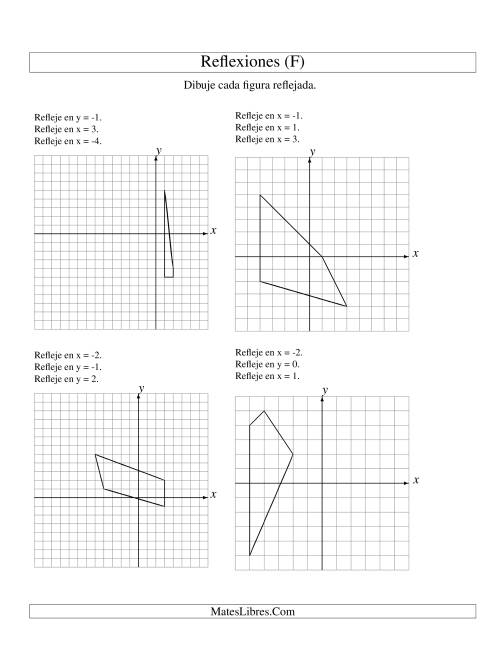 La hoja de ejercicios de Reflexión en Tres Pasos de 4 Vértices Sobre Varios Ejes (F)