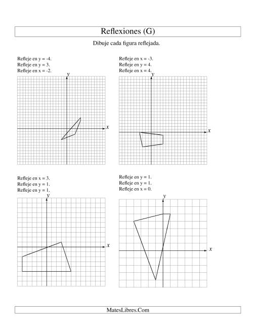 La hoja de ejercicios de Reflexión en Tres Pasos de 4 Vértices Sobre Varios Ejes (G)