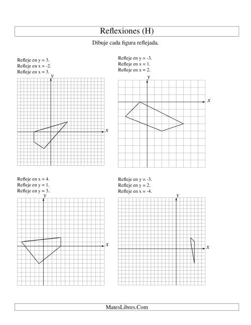 La hoja de ejercicios de Reflexión en Tres Pasos de 4 Vértices Sobre Varios Ejes (H)