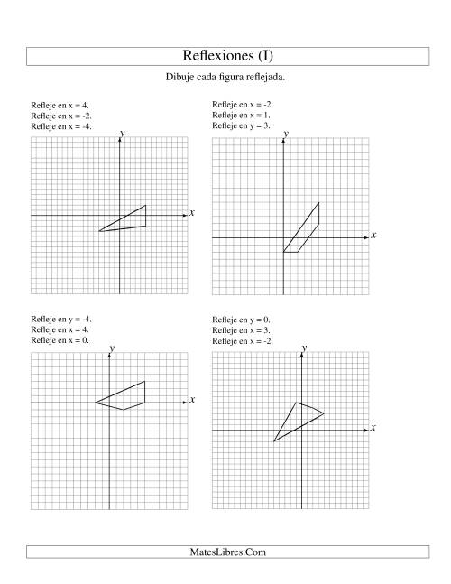 La hoja de ejercicios de Reflexión en Tres Pasos de 4 Vértices Sobre Varios Ejes (I)