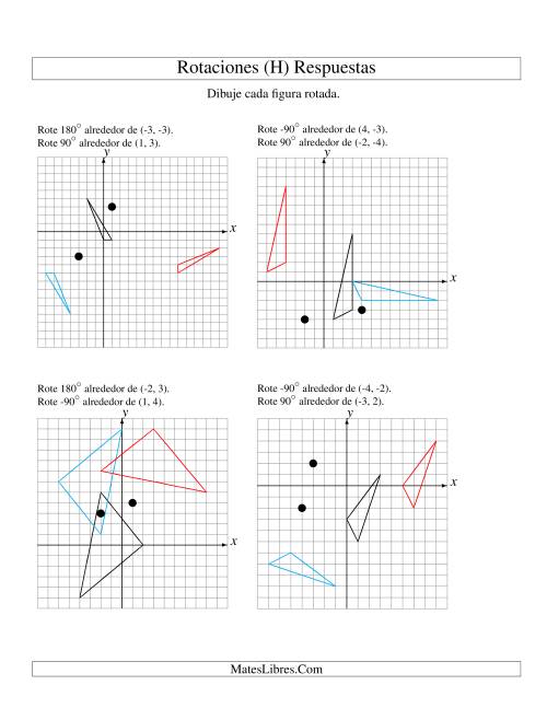 La hoja de ejercicios de Rotación en Dos Pasos de 3 Vértices Alrededor de Cualquier Punto (H) Página 2