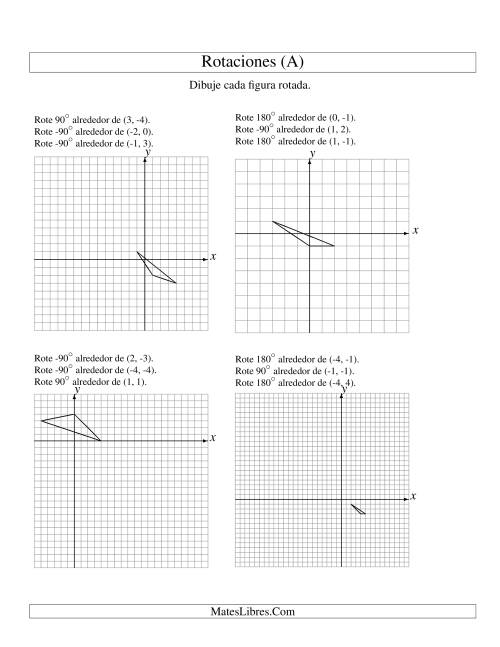 La hoja de ejercicios de Rotación en Tres Pasos de 3 Vértices Alrededor de Cualquier Punto (A)