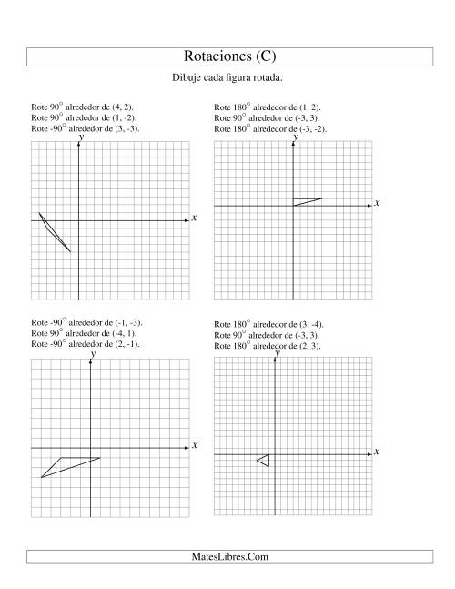 La hoja de ejercicios de Rotación en Tres Pasos de 3 Vértices Alrededor de Cualquier Punto (C)