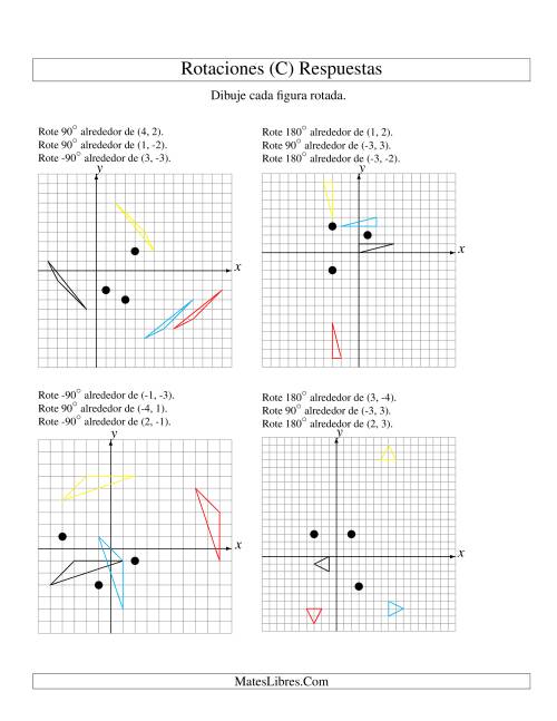 La hoja de ejercicios de Rotación en Tres Pasos de 3 Vértices Alrededor de Cualquier Punto (C) Página 2