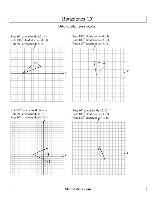 La hoja de ejercicios de Rotación en Tres Pasos de 3 Vértices Alrededor de Cualquier Punto (D)