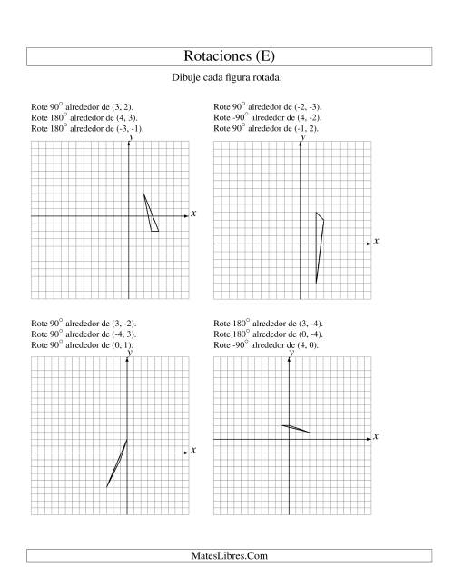 La hoja de ejercicios de Rotación en Tres Pasos de 3 Vértices Alrededor de Cualquier Punto (E)