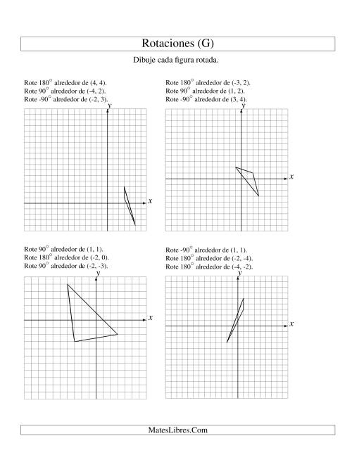 La hoja de ejercicios de Rotación en Tres Pasos de 3 Vértices Alrededor de Cualquier Punto (G)