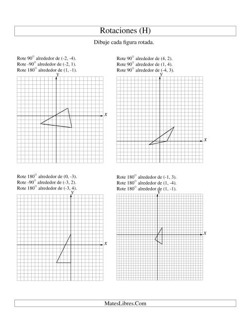 La hoja de ejercicios de Rotación en Tres Pasos de 3 Vértices Alrededor de Cualquier Punto (H)