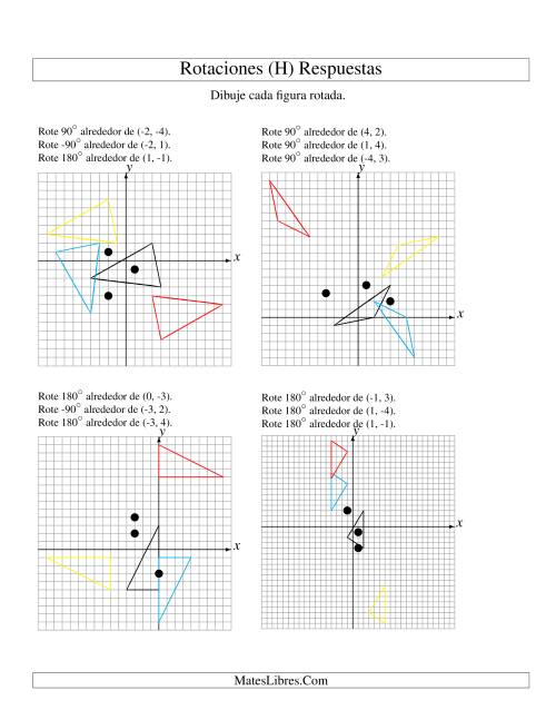 La hoja de ejercicios de Rotación en Tres Pasos de 3 Vértices Alrededor de Cualquier Punto (H) Página 2