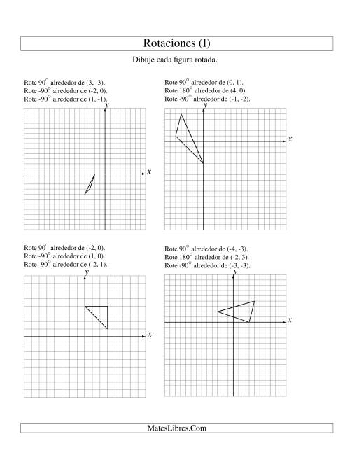 La hoja de ejercicios de Rotación en Tres Pasos de 3 Vértices Alrededor de Cualquier Punto (I)