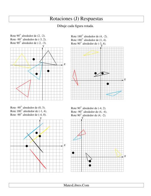 La hoja de ejercicios de Rotación en Tres Pasos de 3 Vértices Alrededor de Cualquier Punto (J) Página 2