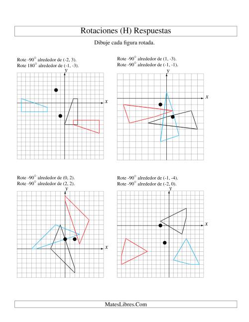 La hoja de ejercicios de Rotación en Dos Pasos de 4 Vértices Alrededor de Cualquier Punto (H) Página 2