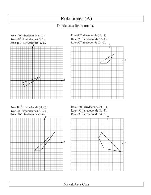 La hoja de ejercicios de Rotación en Tres Pasos de 4 Vértices Alrededor de Cualquier Punto (A)