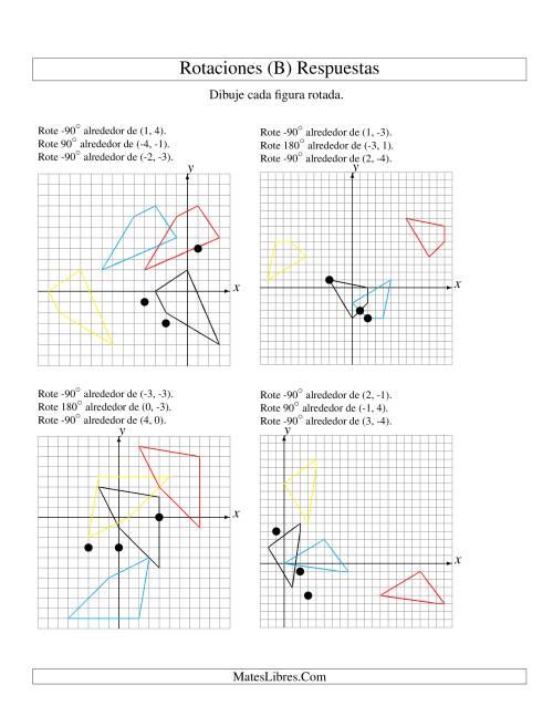 La hoja de ejercicios de Rotación en Tres Pasos de 4 Vértices Alrededor de Cualquier Punto (B) Página 2