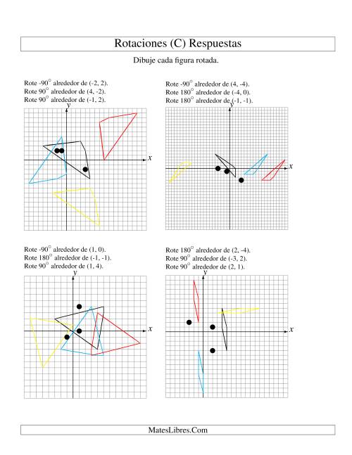 La hoja de ejercicios de Rotación en Tres Pasos de 4 Vértices Alrededor de Cualquier Punto (C) Página 2