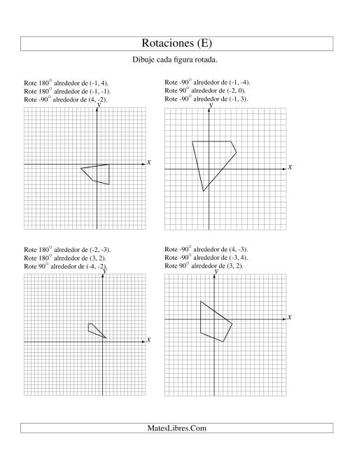 La hoja de ejercicios de Rotación en Tres Pasos de 4 Vértices Alrededor de Cualquier Punto (E)