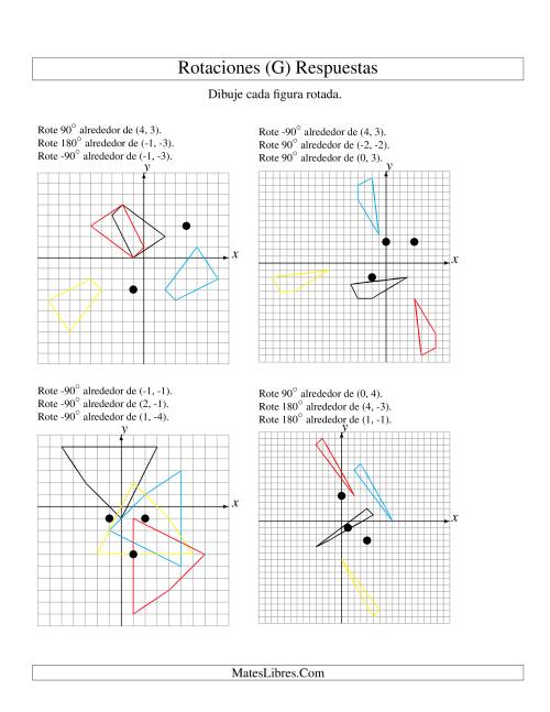 La hoja de ejercicios de Rotación en Tres Pasos de 4 Vértices Alrededor de Cualquier Punto (G) Página 2