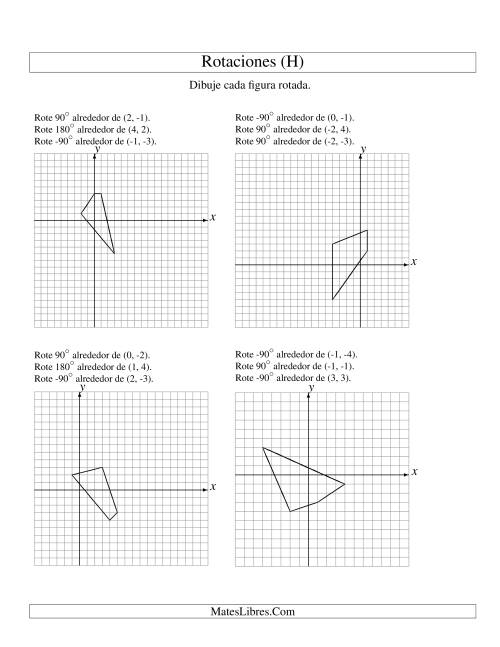 La hoja de ejercicios de Rotación en Tres Pasos de 4 Vértices Alrededor de Cualquier Punto (H)