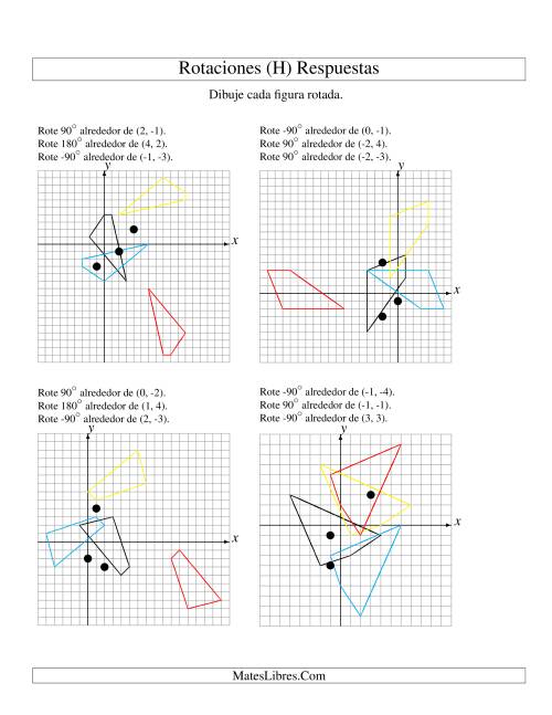 La hoja de ejercicios de Rotación en Tres Pasos de 4 Vértices Alrededor de Cualquier Punto (H) Página 2