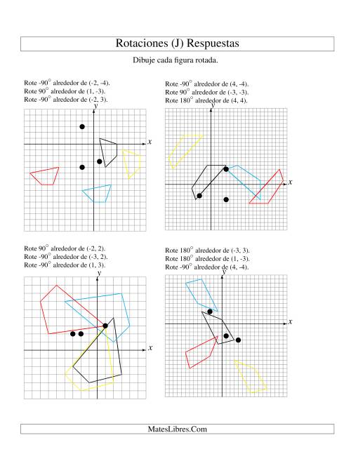 La hoja de ejercicios de Rotación en Tres Pasos de 4 Vértices Alrededor de Cualquier Punto (J) Página 2