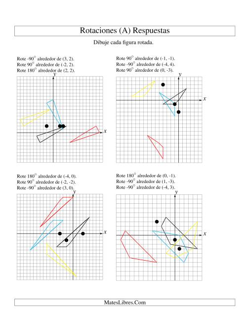 La hoja de ejercicios de Rotación en Tres Pasos de 4 Vértices Alrededor de Cualquier Punto (Todas) Página 2