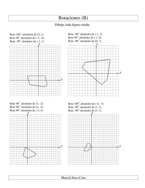 La hoja de ejercicios de Rotación en Tres Pasos de 5 Vértices Alrededor de Cualquier Punto (B)