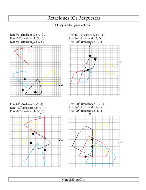 La hoja de ejercicios de Rotación en Tres Pasos de 5 Vértices Alrededor de Cualquier Punto (C) Página 2
