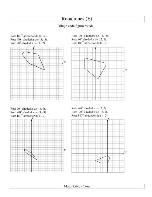 La hoja de ejercicios de Rotación en Tres Pasos de 5 Vértices Alrededor de Cualquier Punto (E)