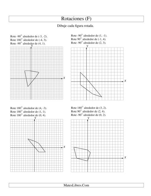 La hoja de ejercicios de Rotación en Tres Pasos de 5 Vértices Alrededor de Cualquier Punto (F)