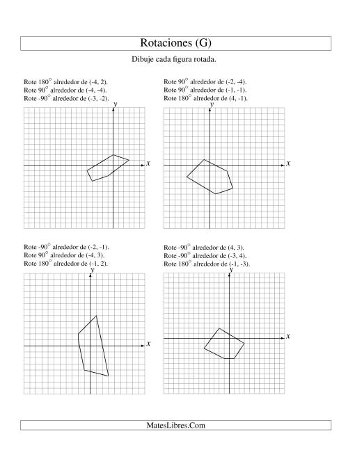 La hoja de ejercicios de Rotación en Tres Pasos de 5 Vértices Alrededor de Cualquier Punto (G)