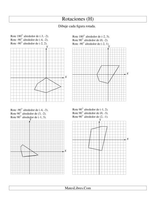 La hoja de ejercicios de Rotación en Tres Pasos de 5 Vértices Alrededor de Cualquier Punto (H)