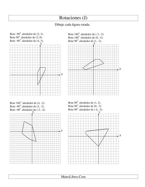 La hoja de ejercicios de Rotación en Tres Pasos de 5 Vértices Alrededor de Cualquier Punto (J)