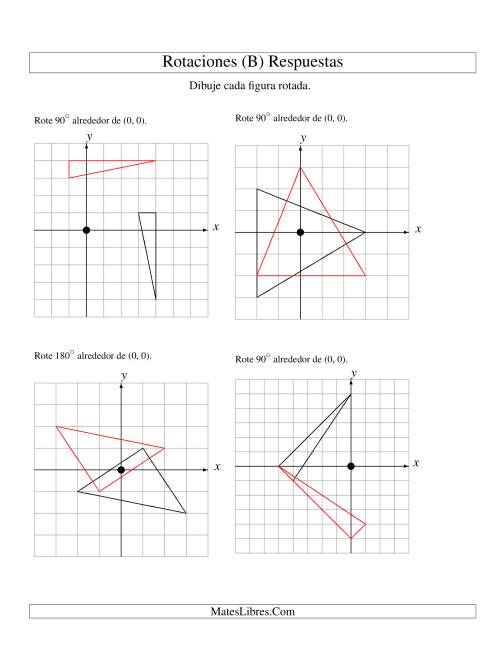 La hoja de ejercicios de Rotación de 3 Vértices Alrededor del Origen (B) Página 2