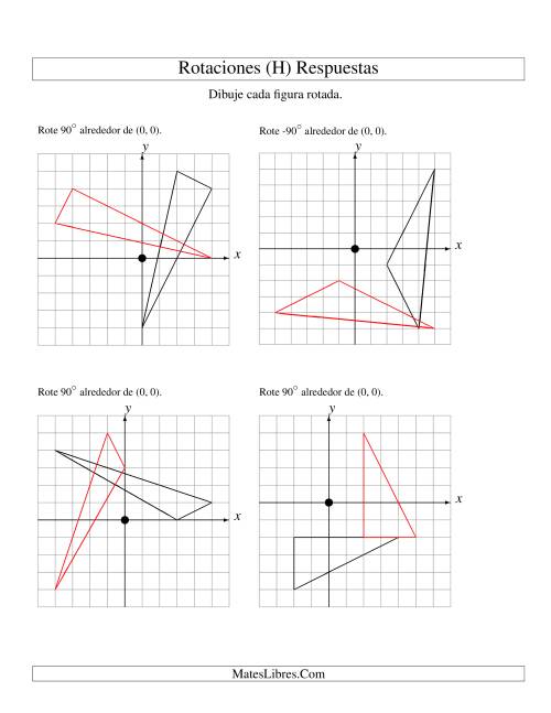 La hoja de ejercicios de Rotación de 3 Vértices Alrededor del Origen (H) Página 2