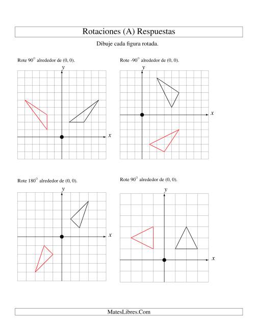 La hoja de ejercicios de Rotación de 3 Vértices Alrededor del Origen, Comenzando en el Primer Cuadrante (A) Página 2