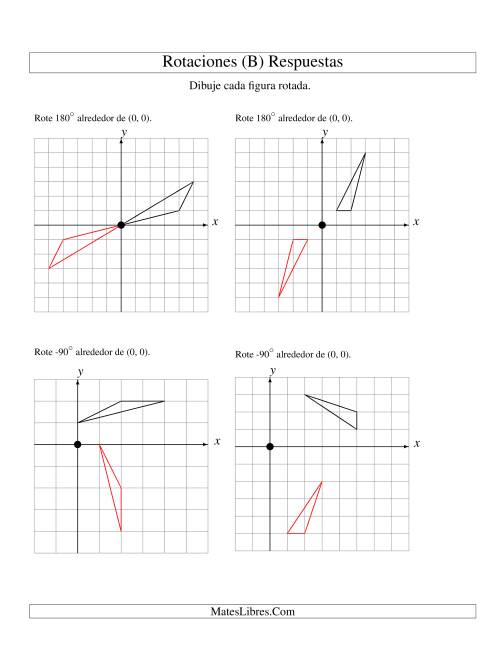 La hoja de ejercicios de Rotación de 3 Vértices Alrededor del Origen, Comenzando en el Primer Cuadrante (B) Página 2