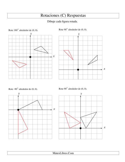 La hoja de ejercicios de Rotación de 3 Vértices Alrededor del Origen, Comenzando en el Primer Cuadrante (C) Página 2