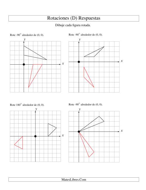 La hoja de ejercicios de Rotación de 3 Vértices Alrededor del Origen, Comenzando en el Primer Cuadrante (D) Página 2