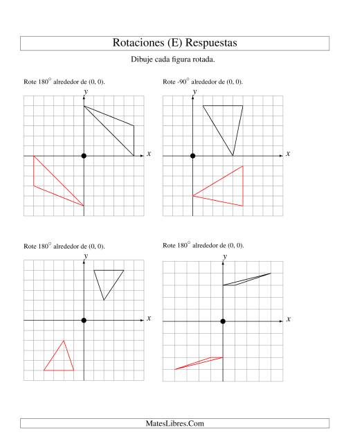La hoja de ejercicios de Rotación de 3 Vértices Alrededor del Origen, Comenzando en el Primer Cuadrante (E) Página 2