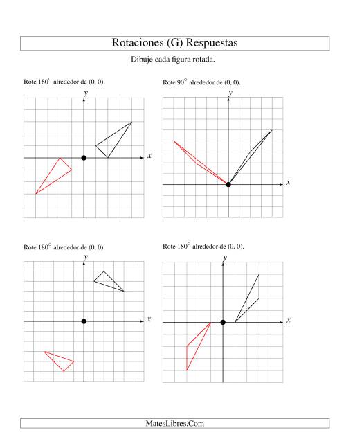 La hoja de ejercicios de Rotación de 3 Vértices Alrededor del Origen, Comenzando en el Primer Cuadrante (G) Página 2