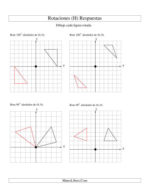 La hoja de ejercicios de Rotación de 3 Vértices Alrededor del Origen, Comenzando en el Primer Cuadrante (H) Página 2