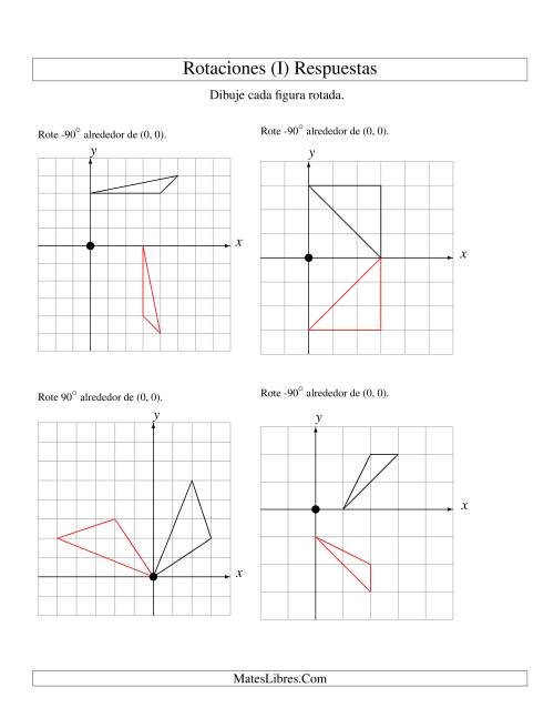 La hoja de ejercicios de Rotación de 3 Vértices Alrededor del Origen, Comenzando en el Primer Cuadrante (I) Página 2