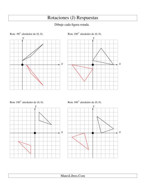 La hoja de ejercicios de Rotación de 3 Vértices Alrededor del Origen, Comenzando en el Primer Cuadrante (J) Página 2