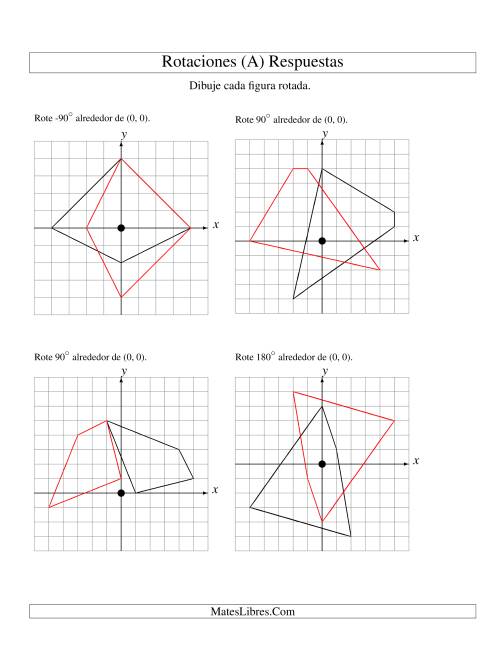 La hoja de ejercicios de Rotación de 4 Vértices Alrededor del Origen (A) Página 2